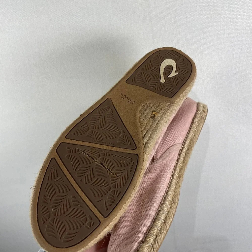 OluKai Kaula Paa Kapa Espadrille Slip On‎ Shoes Women's Pink Linen - Size 10